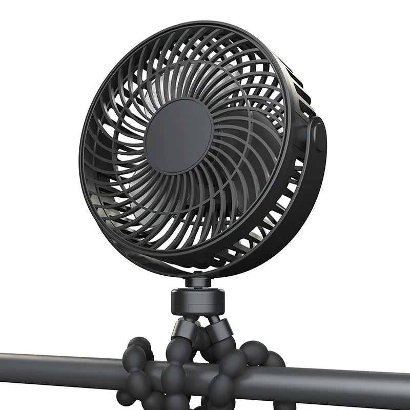 Portable Small Stroller Fan With Flexible Tripod Clip USB Rechargeable Handheld Cooling Fan For Travel Car Seat Camping Bedroom