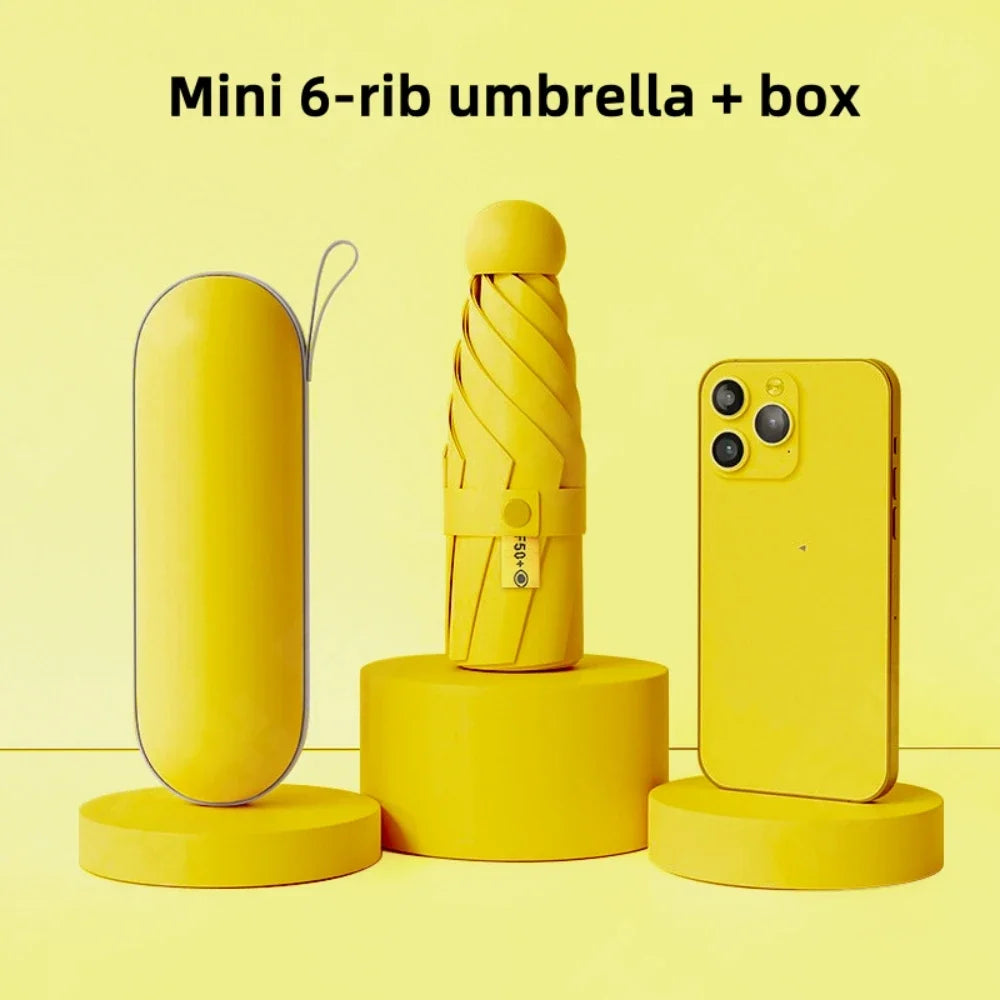 2025 Anti-Uv Mini Umbrella For Sunny And Rainy Days, Portable With Uv Coating And 6 Reinforced Ribs