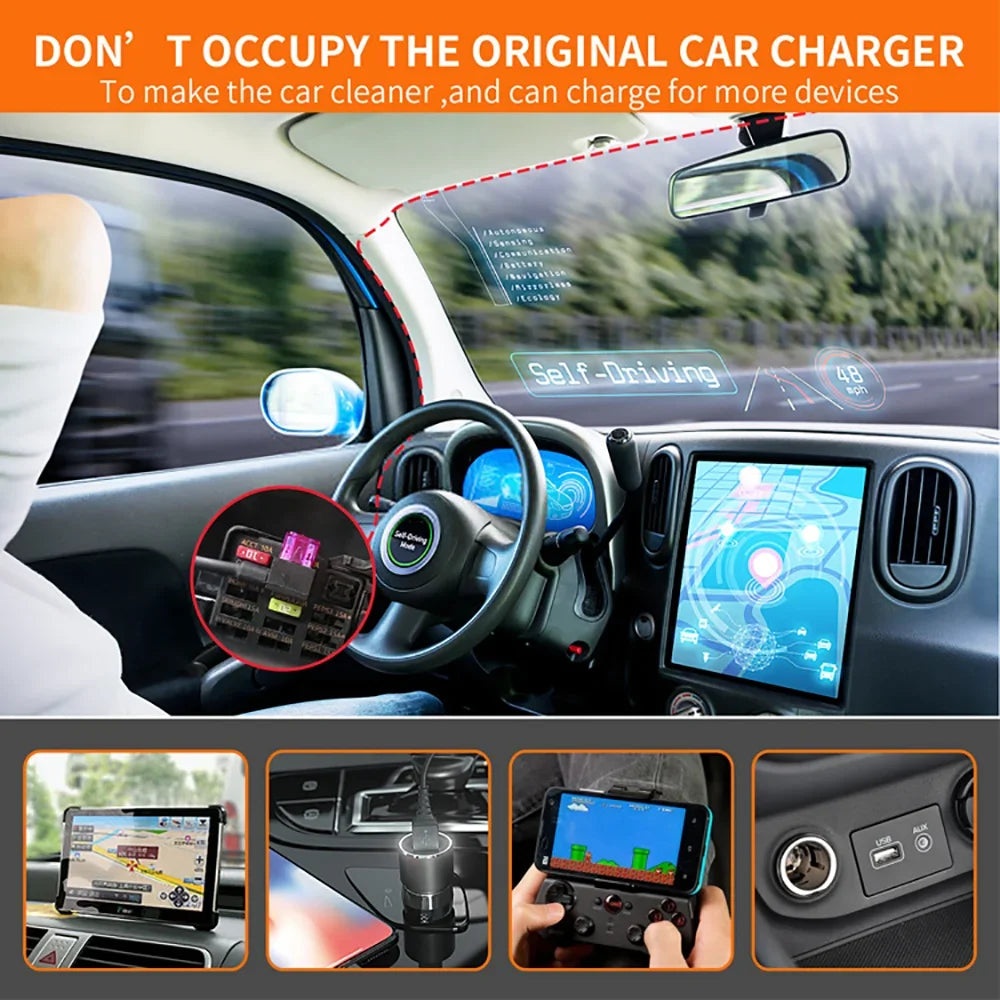 Car Dash Cam step-down Wire 3.2m DVR Hardwire Cable Kit Video Recorder 12–24V to 5V Mini/Micro USB Charger Cable for Car Dashcam