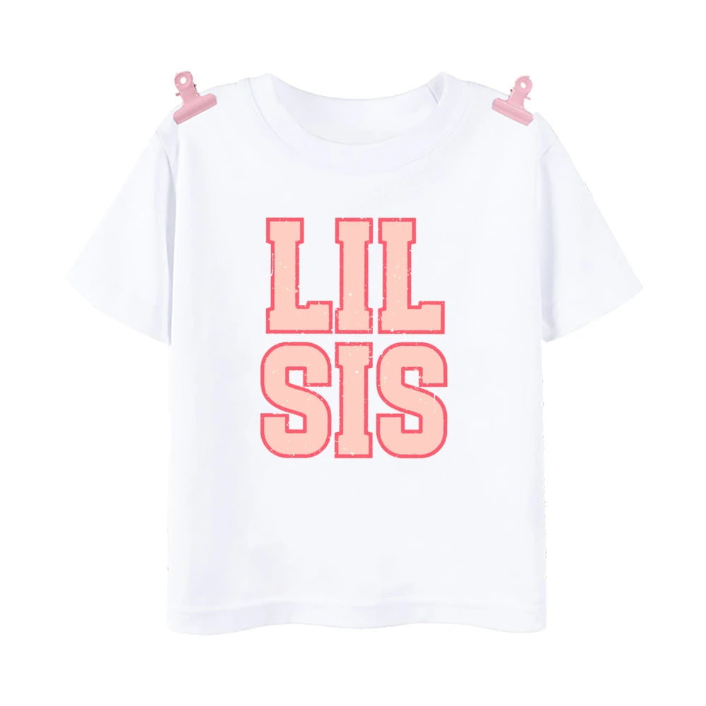 Big Bro Big Sis Little Bro Lilttle Sis Print Family Matching Shirt Boys Girls Sibling Tee T-shirt Kids Summer Short Sleeve Tops