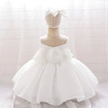 Baby Girl Dress Big Flower Ceremony Pink 1st Birthday Clothes For Baptism Bow Princess Kids Costume Party Wedding Gown Vestidos