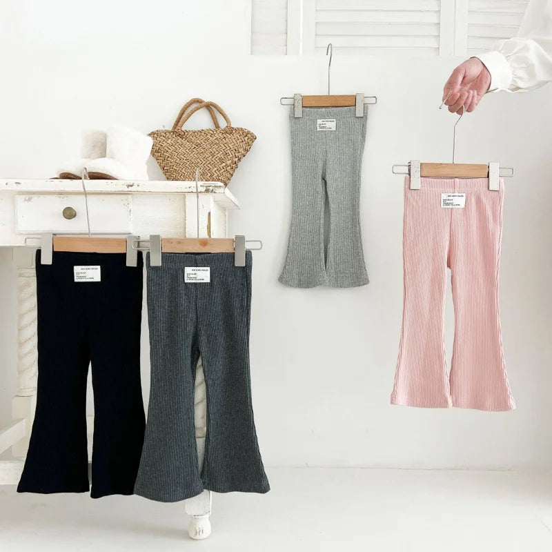 Solid color leggings，Spring new arrivals for girls，Fashionable bell-bottom pants，Versatile and slimming when worn outdoors