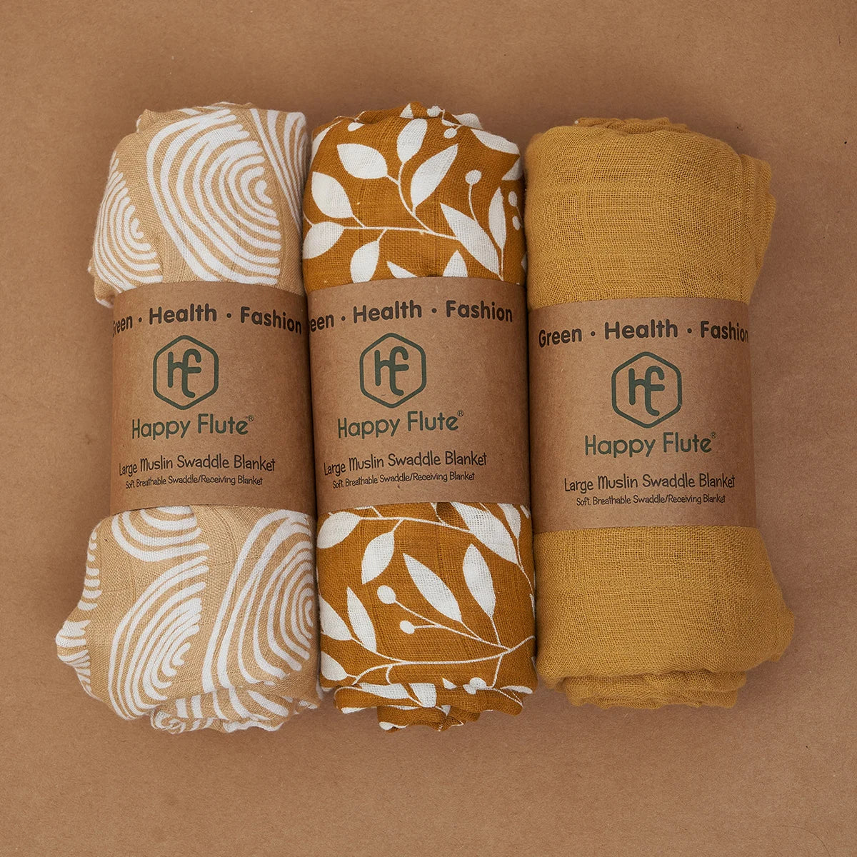 HappyFlute New 3Pcs Set 2layer Bamboo Cotton Soft Muslin SKIN-Friendly Swaddles Newborn Wrap Infant Baby Blankets