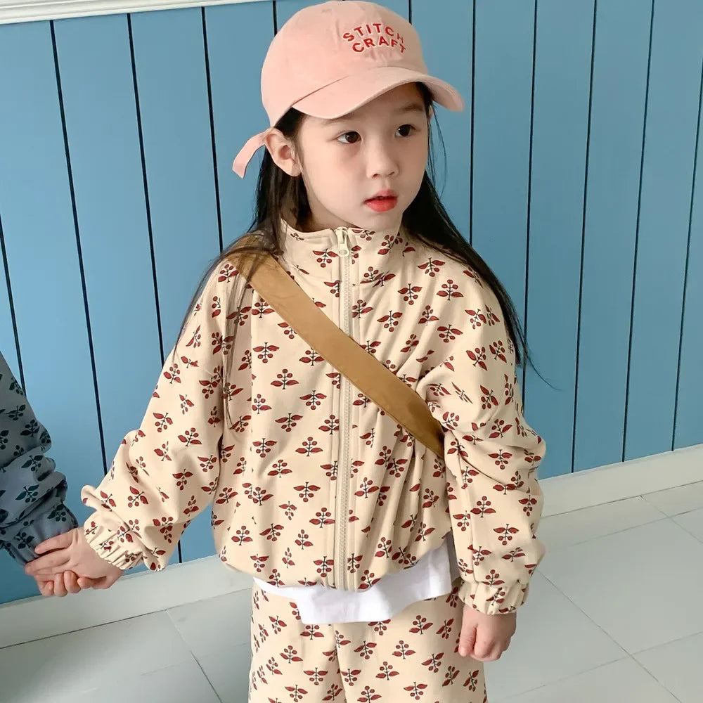 Children Clothing Fashion Printed Shorts Two Piece Set 2024 Autumn New Boys Girls Korean Style Soft and Comfortable Suit
