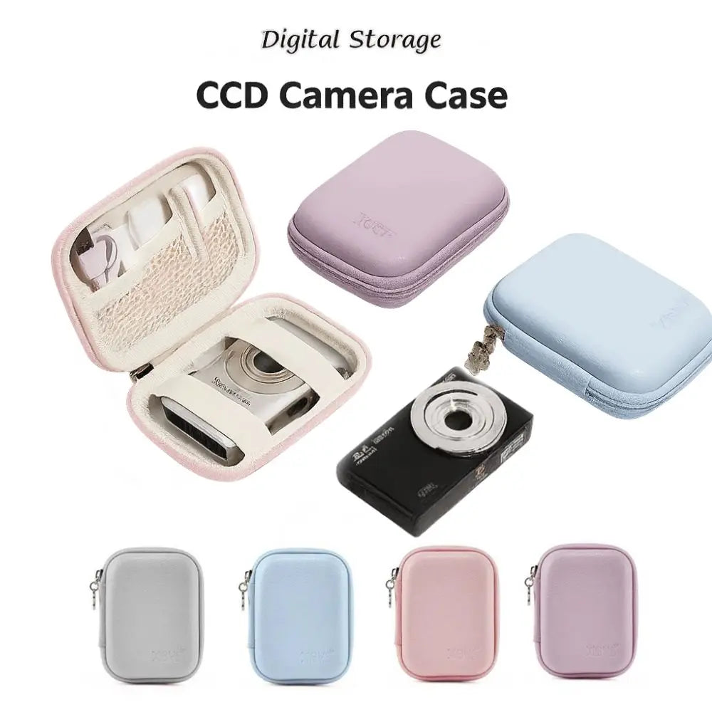 PU Leather Digital Camera Case Hard Shell Shockproof Cameras Storage Holder Zipper Pouch Waterproof Camera Carrying Bag