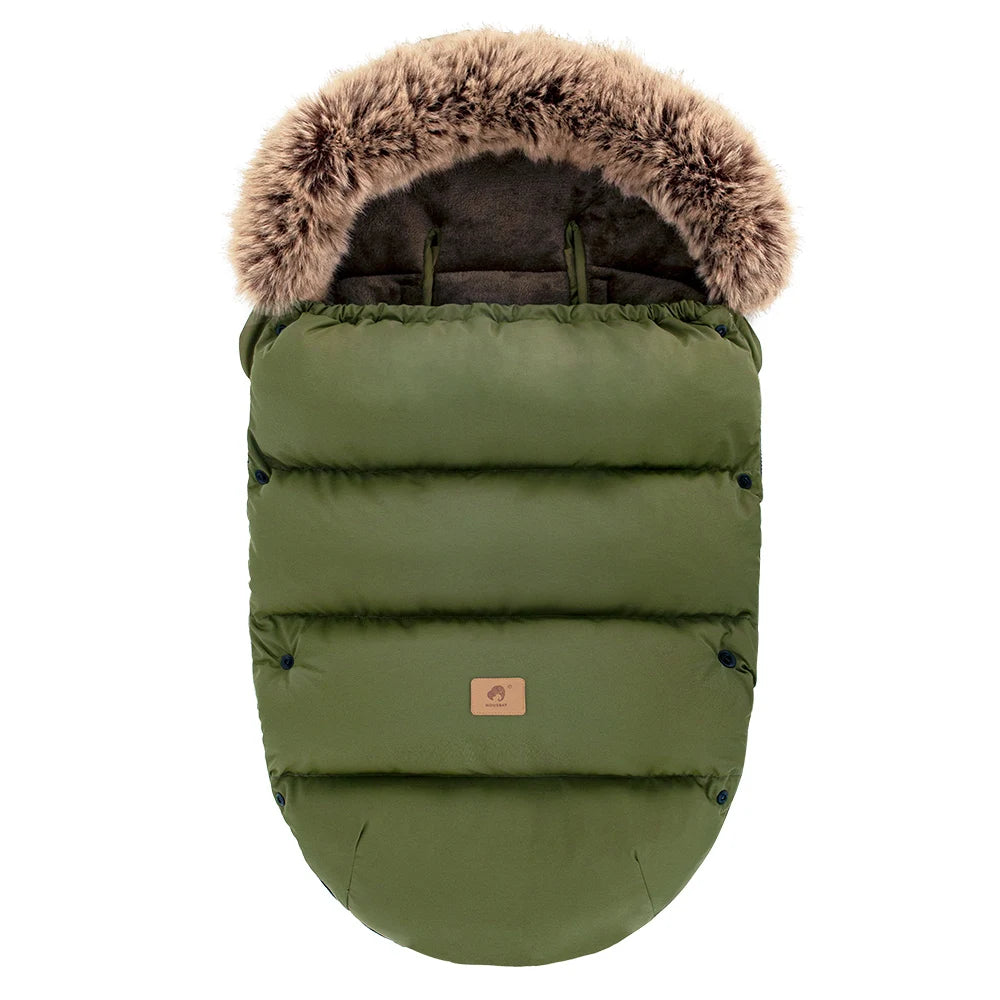 Envelope In Stroller Winter Thicker Socks Removable Fur Collar Windproof Warm Universal Pram Baby Footmuff Stroller Accessories