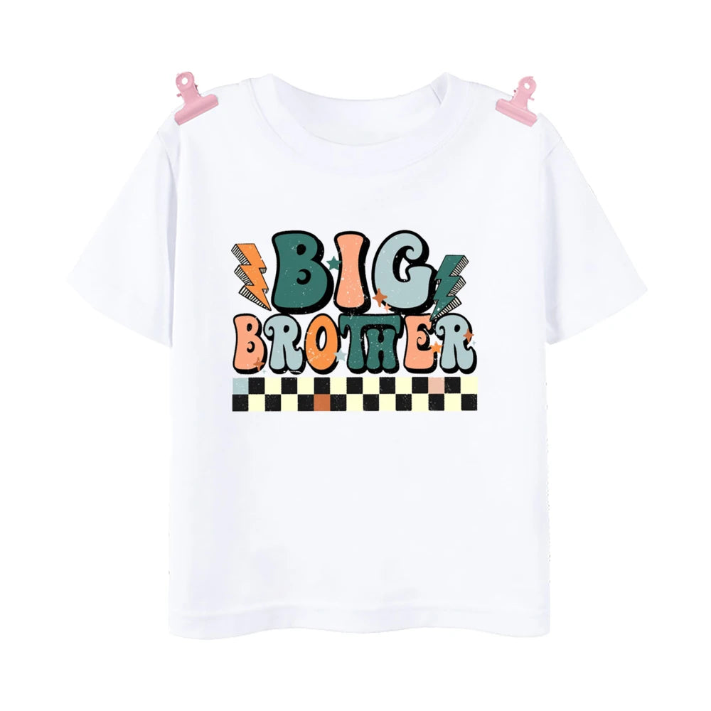 Big Bro Big Sis Little Bro Lilttle Sis Print Family Matching Shirt Boys Girls Sibling Tee T-shirt Kids Summer Short Sleeve Tops