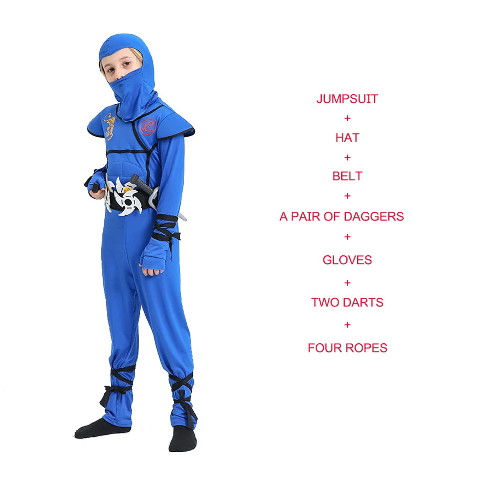 Muscle Ninja Costume for Boys Halloween Deluxe Warrior Role Play Set with Mask Street Style Ninja Outfit for Kids Party