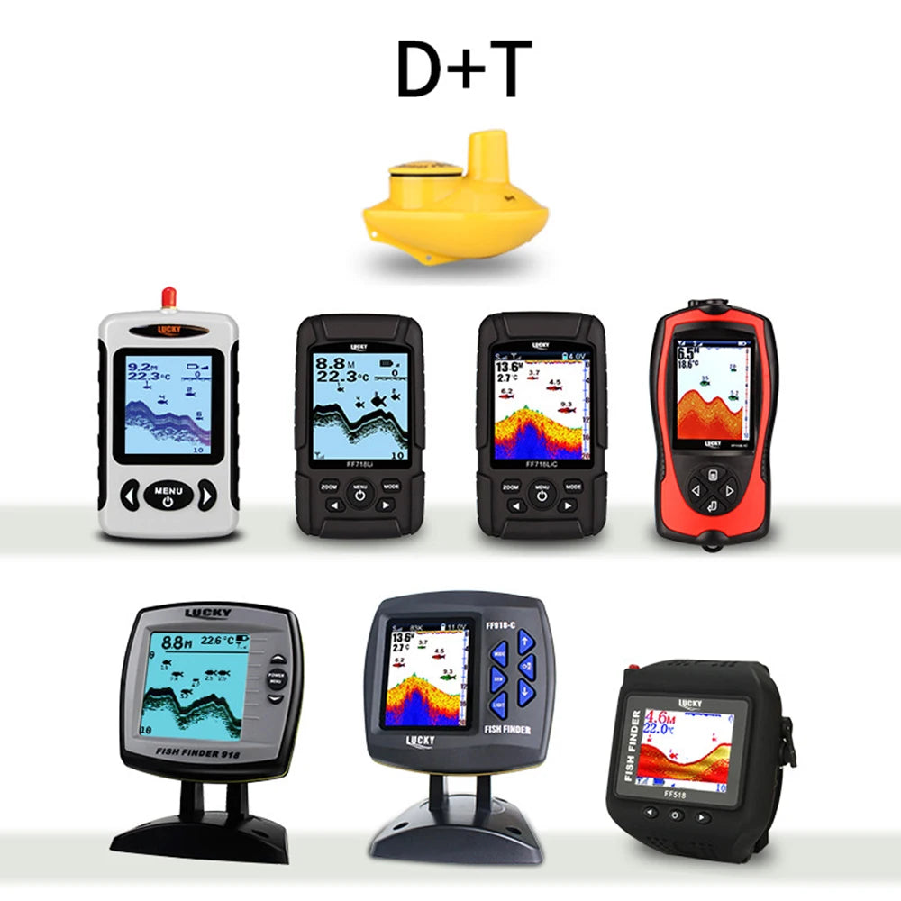 LUCKY FFw718 FF518 Fish Finder Wireless Remote Sonar Sensor 45M Water Depth Fishing Finder Use Tools Sonar Transducer New