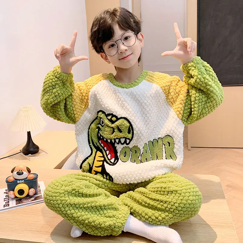 Kids Pajamas for Boys 2 3 4 5 6 7 8 9 10 11 12 14 15 Years Cotton Sleepwear Set Dinosaur Pyjamas Brown Children Pijamas Clothing