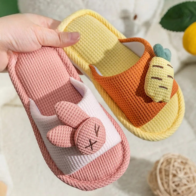 Kids' Slippers Rabbit Cotton Four Seasons Household Parenting Boys Girls Cartoon Summer Indoor Children's Fish Mouth Slippers