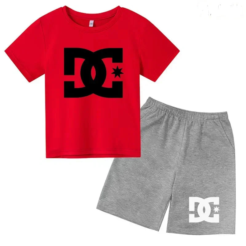 Ensembles d'été Enfants 3-13 Ans Imprimé Mignon T-shirt Sport Manches Courtes + Shorts Décontractés Garçons Filles Tenues Cadeau