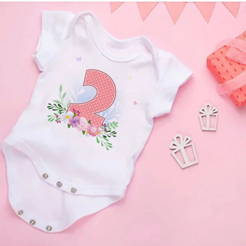 My 2st Birthday Newborn Summer Bodysuit Infant Body Baby Princess Short Sleeve Jumpsuit Baby Girl Birthday Party Outfits Clothes