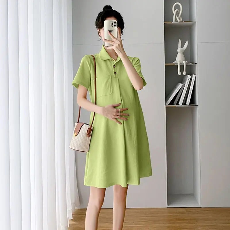 Maternity Pregnant Clothes Loose and Slimming During Pregnancy Oversized A-line Dress and Age Reducing Pregnant Woman's Dress