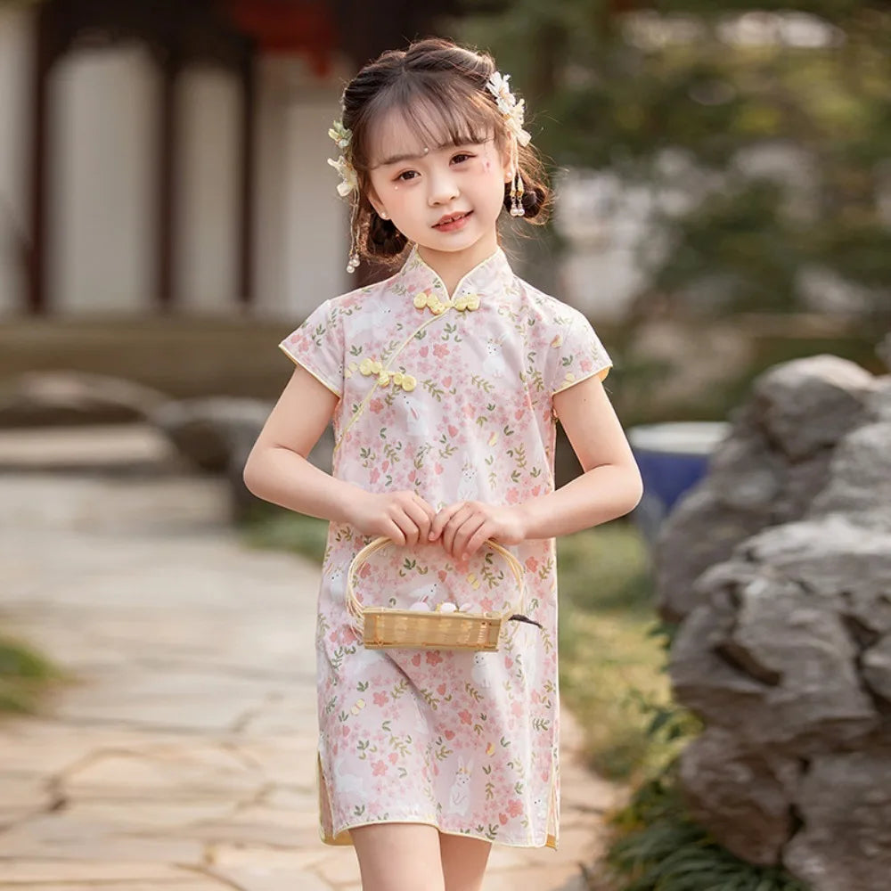 Traditional Chinese Clothing Cheongsams Qipao Girls Dress Ethnic Style Performance Costume Party Kids Clothes Children Clothing