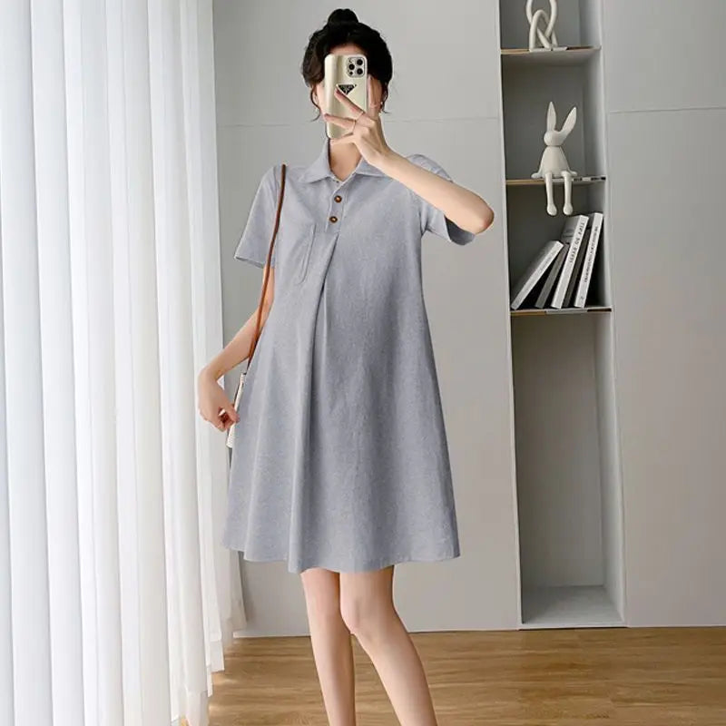 Maternity Pregnant Clothes Loose and Slimming During Pregnancy Oversized A-line Dress and Age Reducing Pregnant Woman's Dress