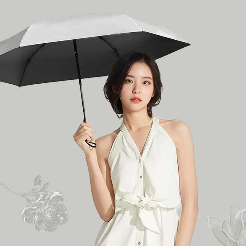 UPF 50+ Blackout Pocket Umbrella - Double-Layer Sun Protection, Compact & Windproof For Full Sun & Rain Defense