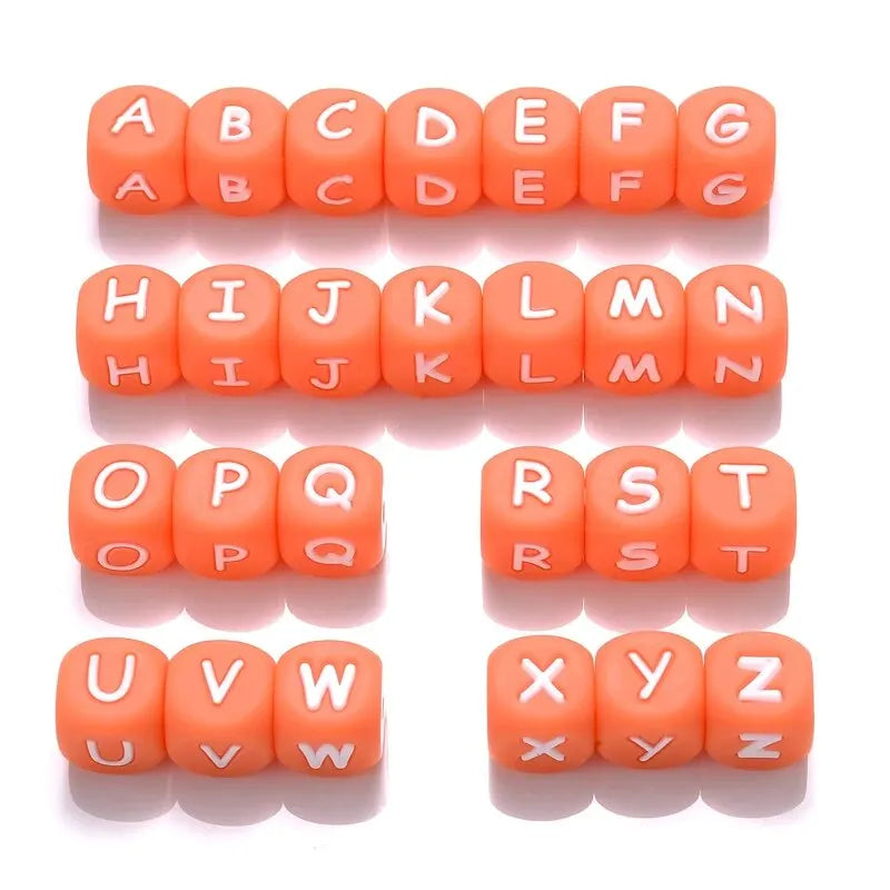 26Pcs Silicone English Letter Beads 12mm Alphabet Silicone Chewing Bead for Pacifier Clip Chain Teether Accessories BPA Free