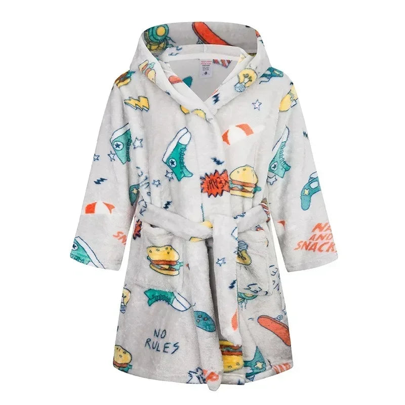 Kids Bathrobe for Girl Children Clothing Girl Flannel Bath Robe Clothes Boy Cartoon Night Robe Kids Pajamas For Girl 2-12 years