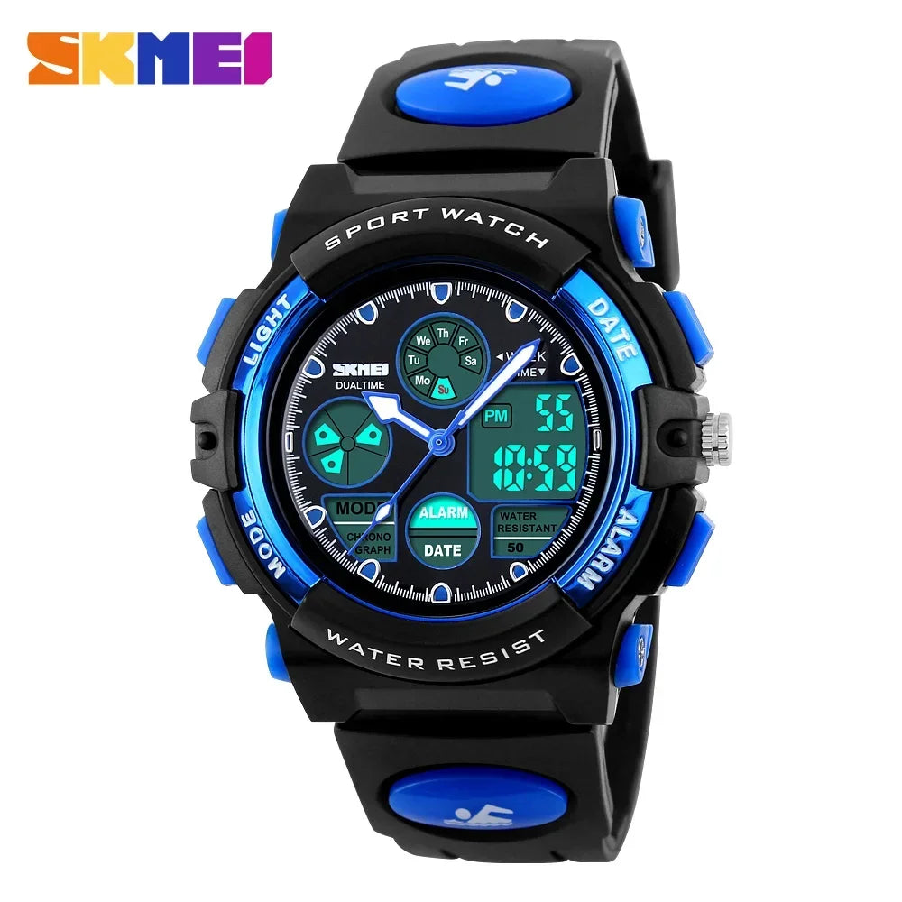 SKMEI 1163 Sport Electronic Quartz Watches for Girl Boy Military Digital Children Dual Display Waterproof Kids Wristwatches 1451