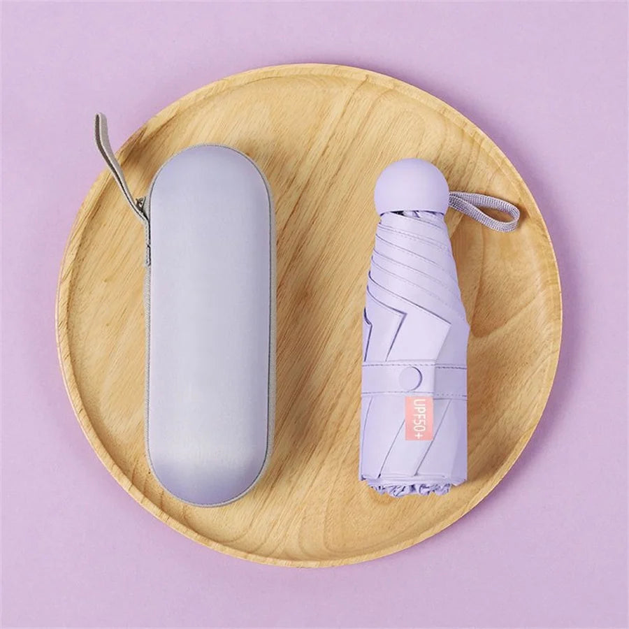 1pc Fashion Women Mini Folding Sun Umbrella UV Protection Portable Pocket Capsule Umbrellas with Box