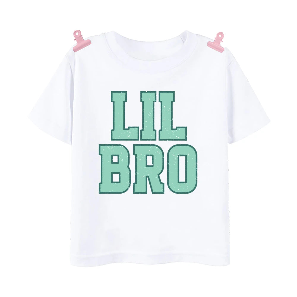 Big Bro Big Sis Little Bro Lilttle Sis Print Family Matching Shirt Boys Girls Sibling Tee T-shirt Kids Summer Short Sleeve Tops