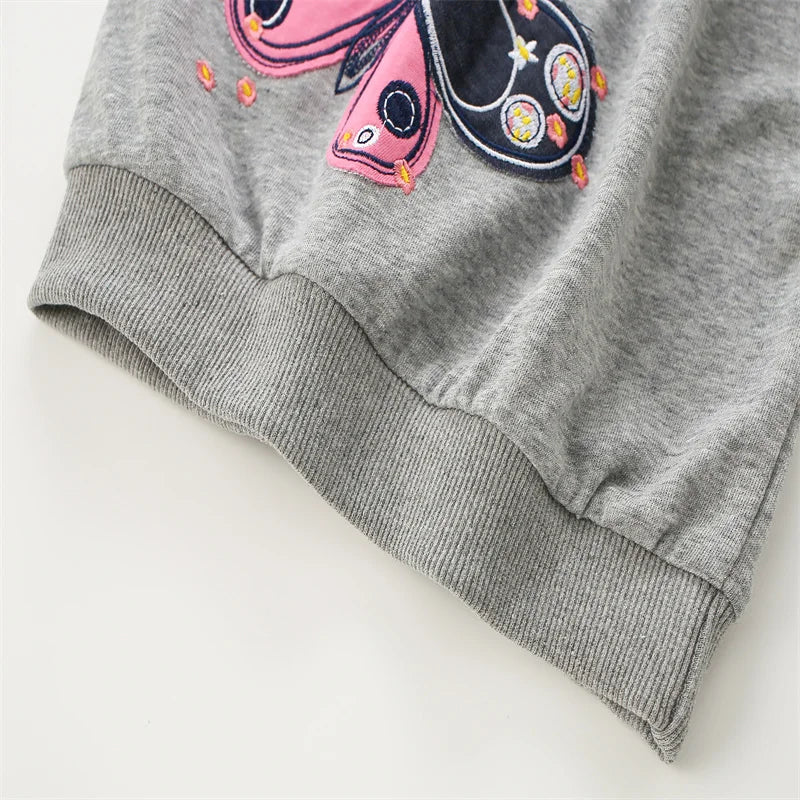 Jumping Meters Fashion Girls Sweatshirts Butterfly Toddler Kids Clothing Autumn Spring Sport Baby Hooded Shirts Clothes Shirts