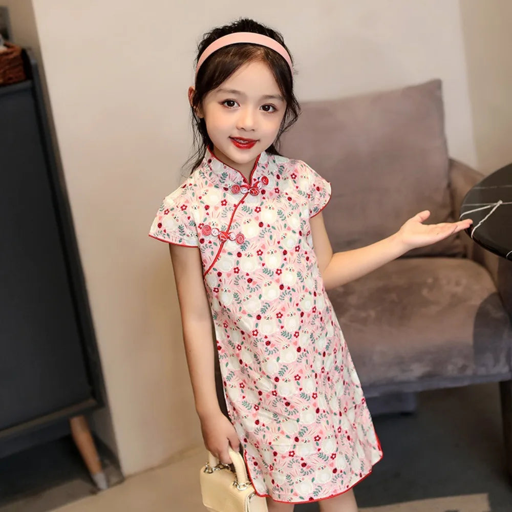 Traditional Chinese Clothing Cheongsams Qipao Girls Dress Ethnic Style Performance Costume Party Kids Clothes Children Clothing