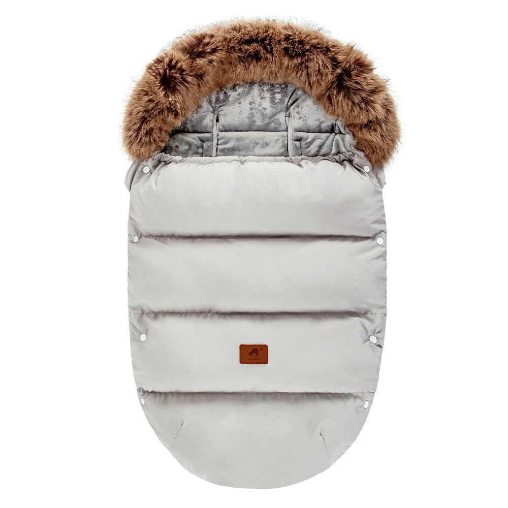 Envelope In Stroller Winter Thicker Socks Removable Fur Collar Windproof Warm Universal Pram Baby Footmuff Stroller Accessories