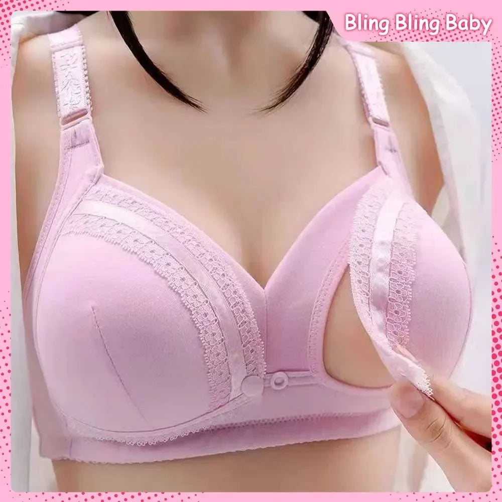 Originality Front Button Brassiere Type Solid Color Pregnancy Lactation Lingerie Skin Friendly Comfort Breathable Plus Size Bra