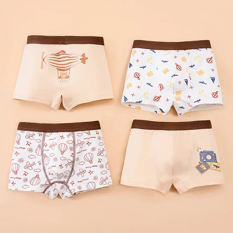 1/4/8 Pcs Boys Boxer Briefs Kids Cotton Underwear Breathable Baby Underpants Teenager Cartoon Print Children Panties 2025 New