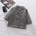 Autumn Winter Boys Fashion Jacket Solid Color Lapel Double-Breasted Long Woollen Overcoat For 2-6 Years Boys Handsome Outwear
