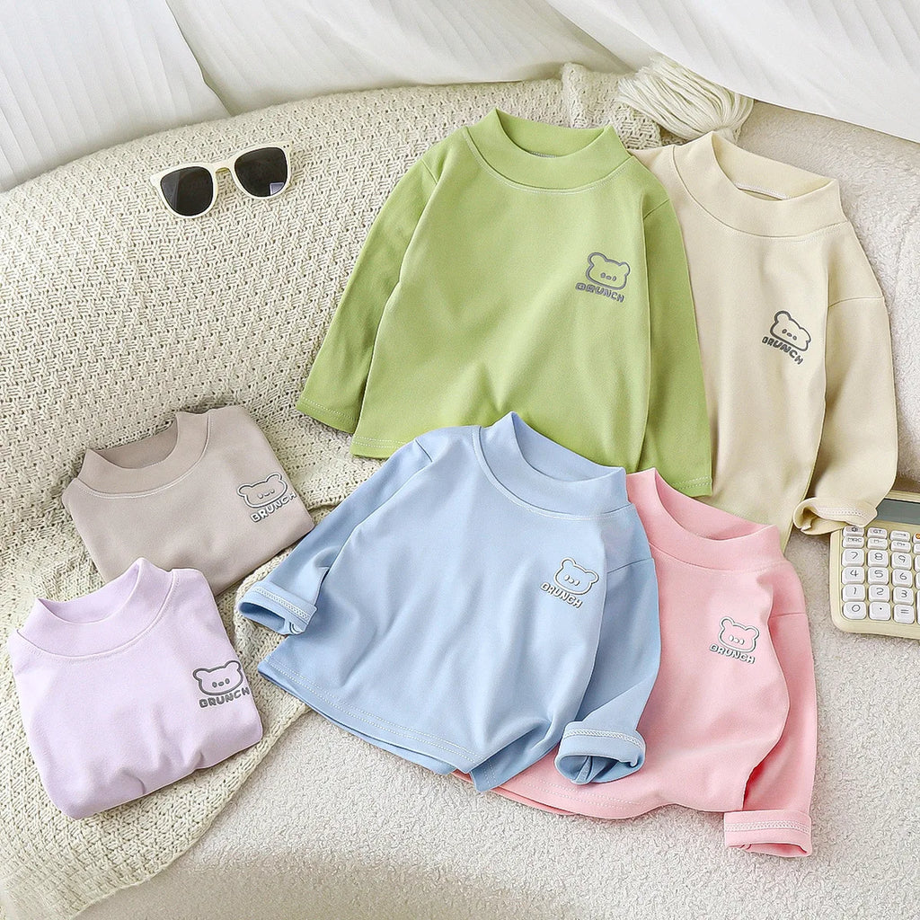 Kids Turtleneck Top Autumn Winter Children Long Sleeved Shirt Baby Girl Base Pullover Blouse Baby Clothing