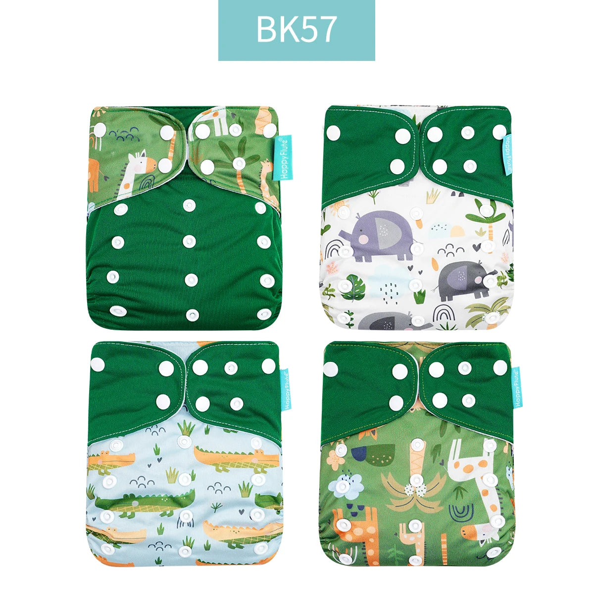 Happyflute 2023 4pcs/set Washable Eco-friendly Baby Cloth Diaper Ecological Adjustable Nappy Reusable Diaper Fit 0-2year 3-15kg