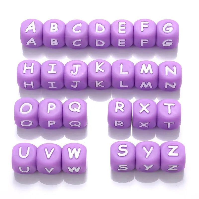 26Pcs Silicone English Letter Beads 12mm Alphabet Silicone Chewing Bead for Pacifier Clip Chain Teether Accessories BPA Free