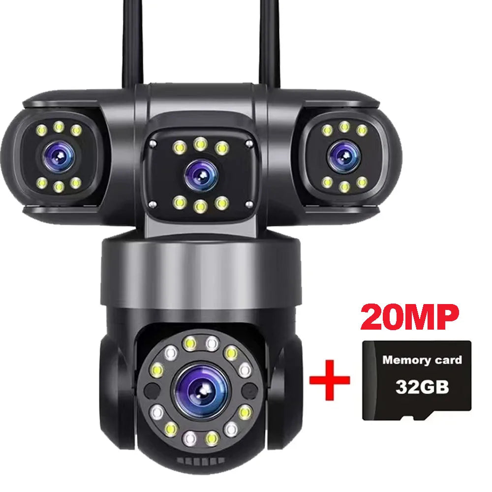 16X ZOOM WiFi Camera 20MP Four Lens Outdoor 6K 12MP IP66 Waterproof Night Vision Two-Way Intercom CCTV Video Surveillance
