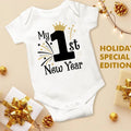 My First New Year Printed Baby Romper New Year Infant Romper Short Sleeve Jumpsuit Toddler Holiday Clothes Newborn Shower Gifts