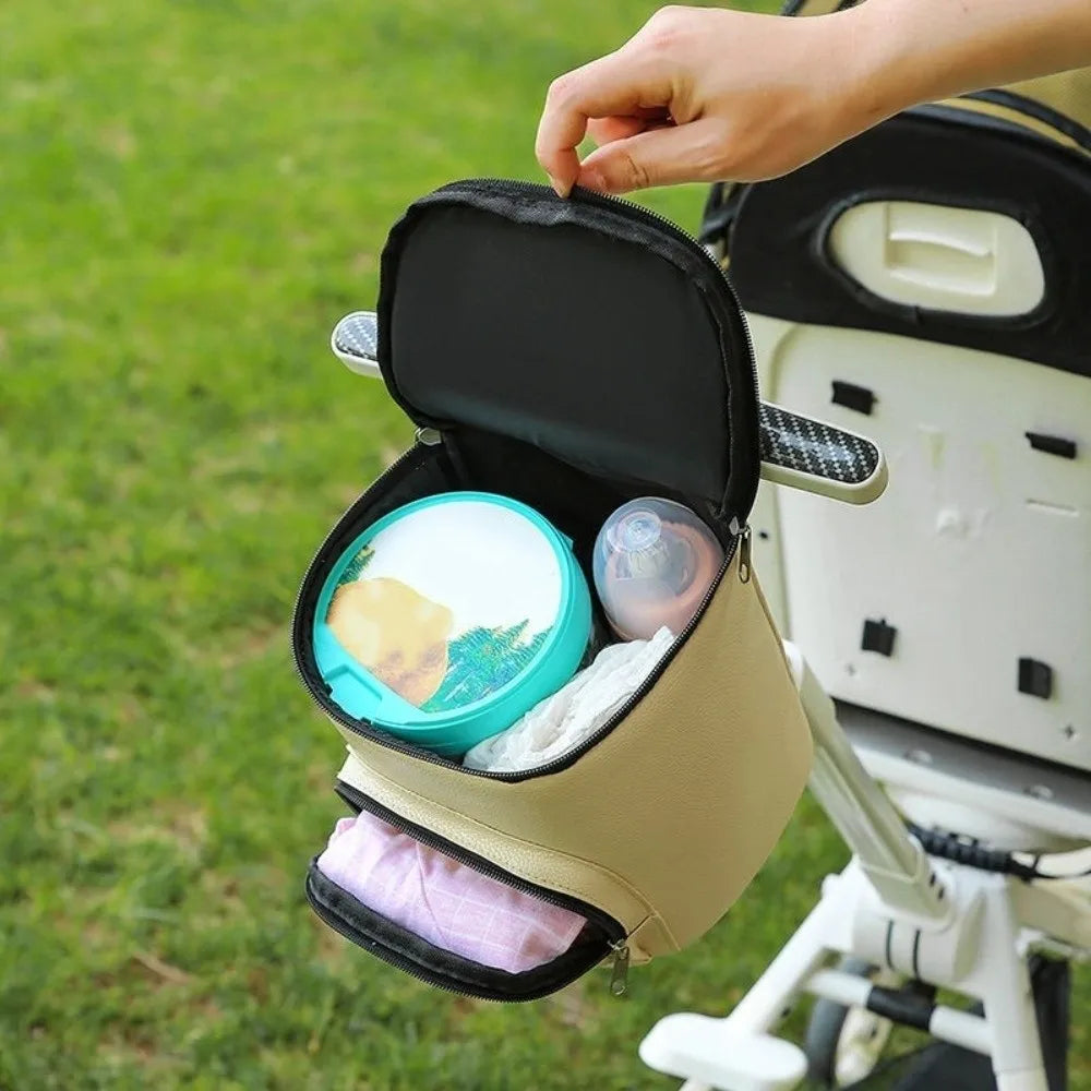 Cute Waterproof Stroller Hanging Bag PU Leather Large Capacity Umbrella Cart Bags Cartoon Bear Stroller Organizer Bags