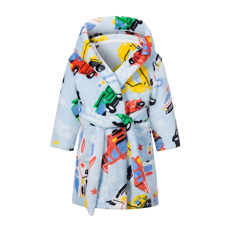 Kids Bathrobe for Girl Children Clothing Girl Flannel Bath Robe Clothes Boy Cartoon Night Robe Kids Pajamas For Girl 2-12 years