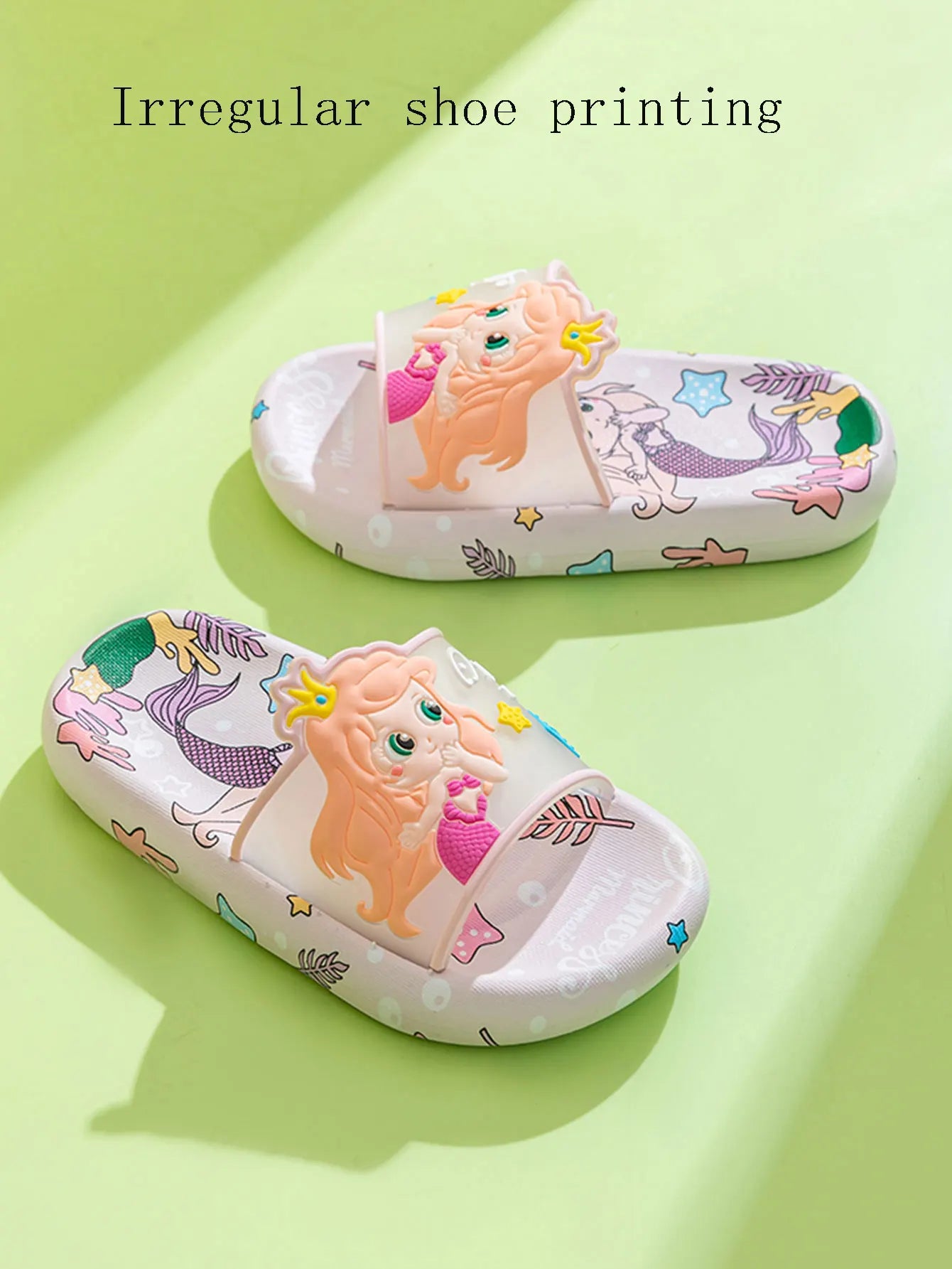 2025 Summer Children's Cute Cartoon Mermaid Cool Slippers Indoor and Outdoor Leisure Comfortable Anti slip Soft Bottom Home Slip