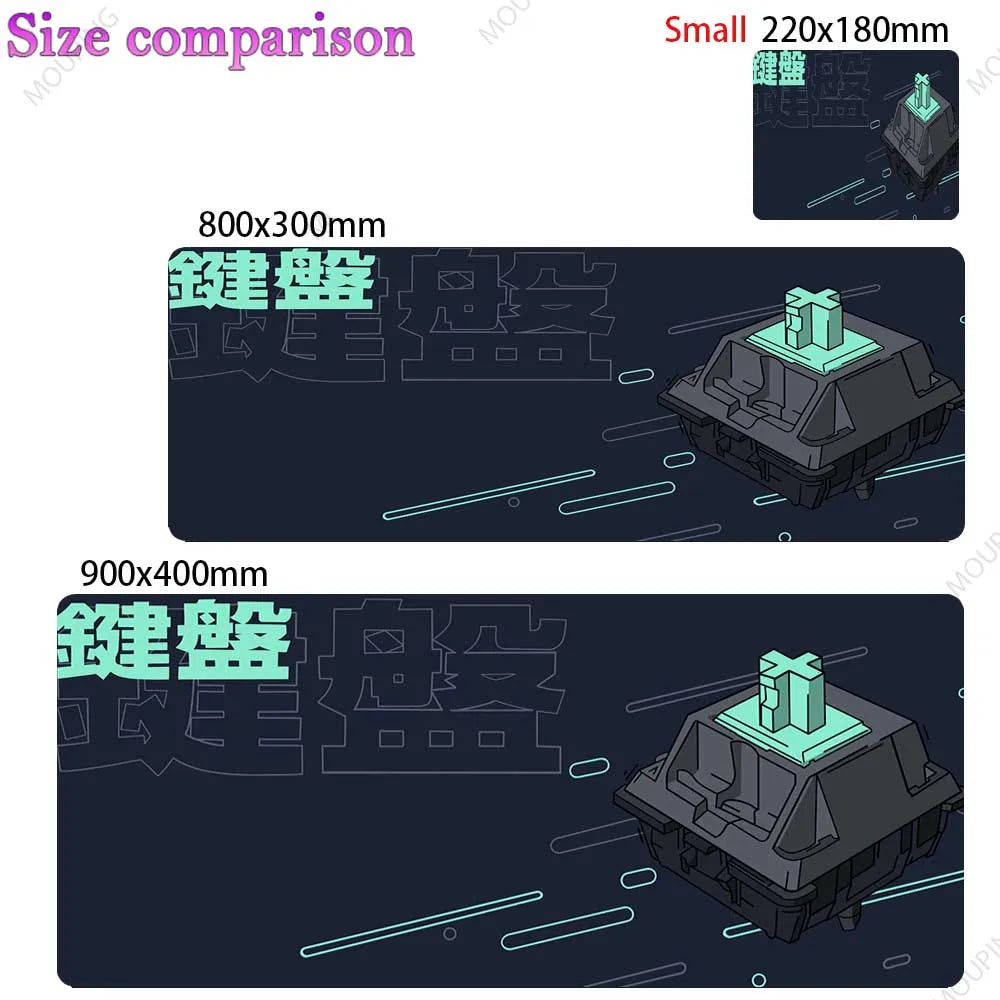 Large Kawaii Grey Gaming Mouse Pad Non Slip Rubber Stitched Edge Desk Mat For PC Laptop Office Dorm Switch Keyboard Gamer Gift