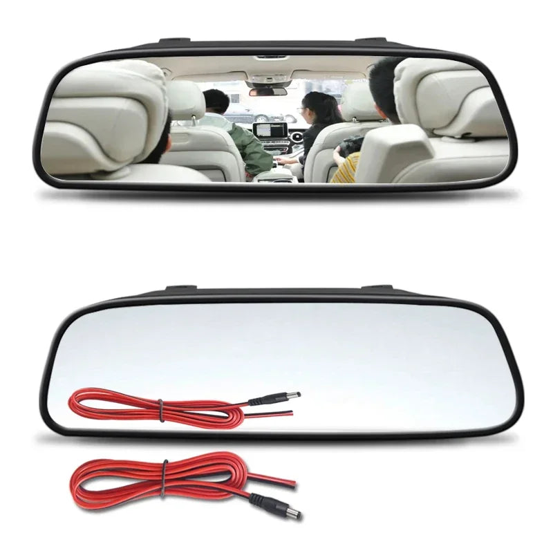 QXNY HD 4.3/5 Inch Rear View Mirror 12V 24V Monitor for Vehicle Truck Van RV Lorry Parking Backup Camera LCD Color Display 2 Way