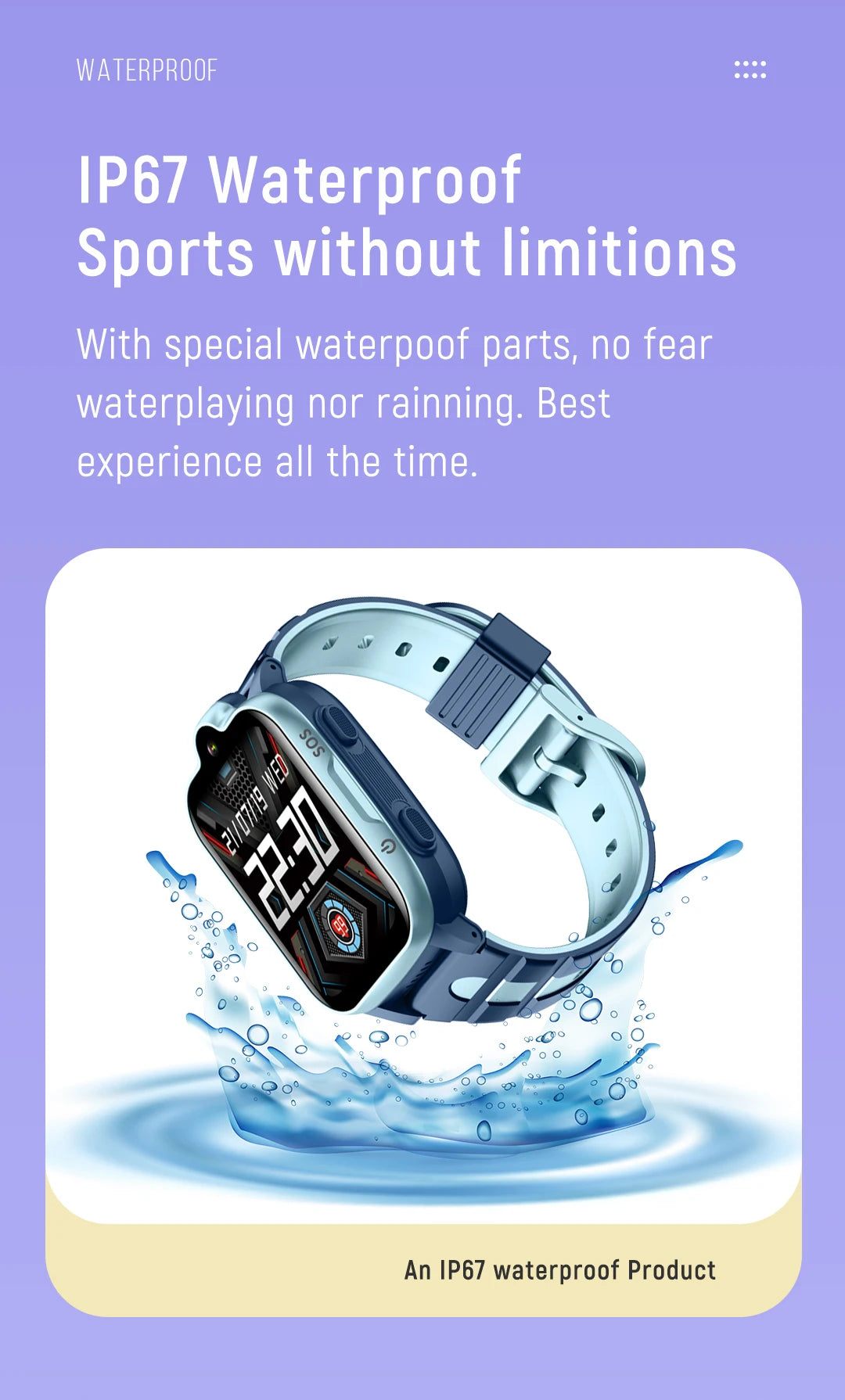 Kids Smart Watch for Children 4G Sim Card SOS Phone Call GPS Positioning WiFi 850mAh 1.69 Inch Waterproof Footprint Tracker K15H