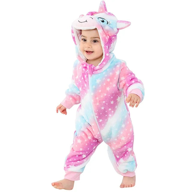 MICHLEY New Easter Rabbit Baby Rompers Winter Hooded Flannel Toddler Infant Clothes Overall Bodysuits Jumpsuit Costume For Kids