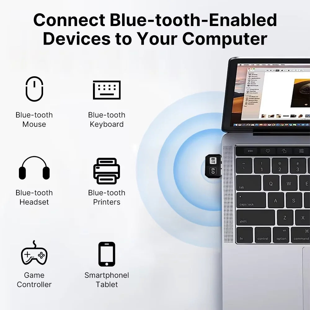 KEBIDUMEI USB Bluetooth 6.0 Adapter Bluetooth 5.4 Dongle for PC Win 11/10/8.1 Bluetooth Receiver&Transmitter for Keyboard/Mouse