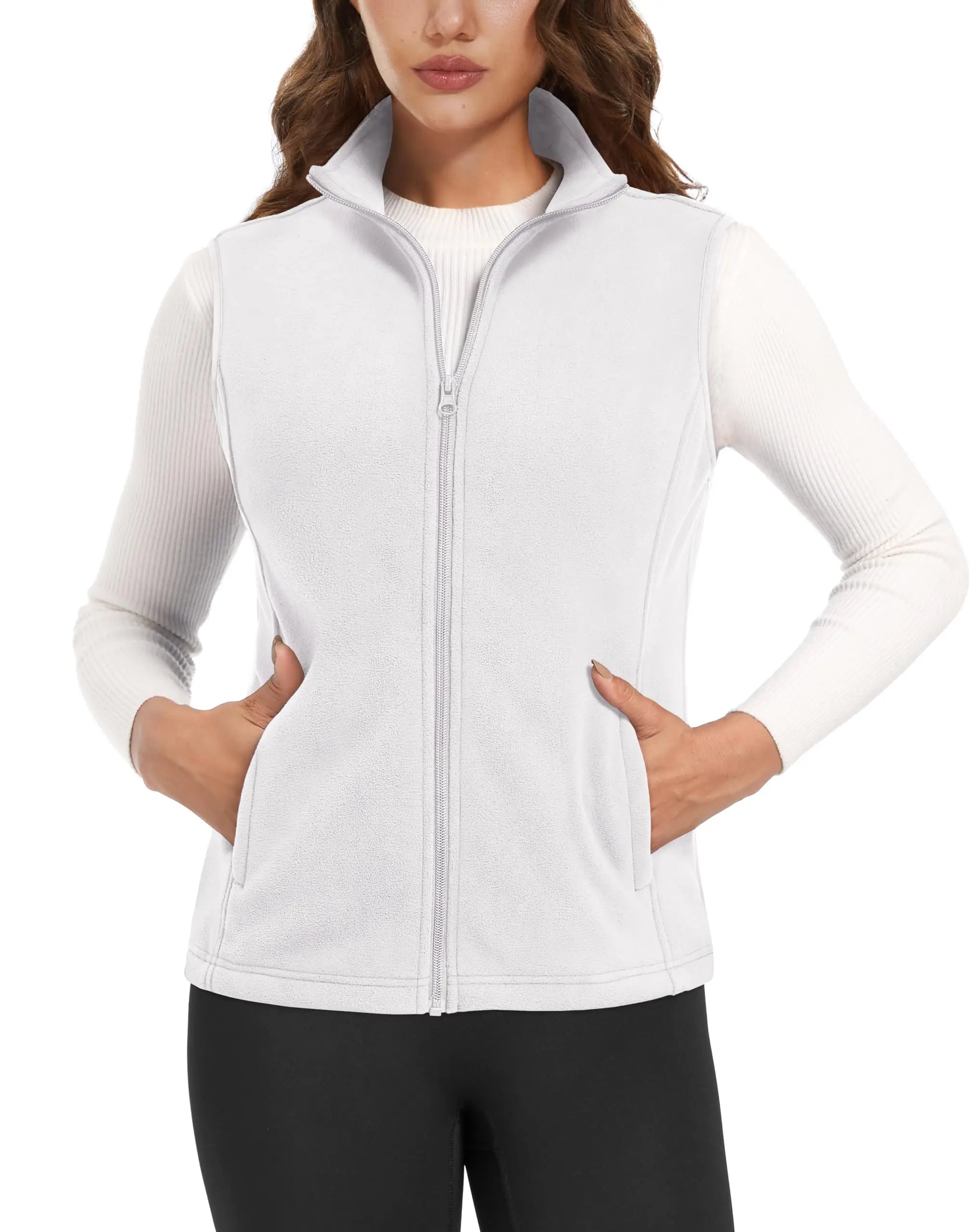 TACVASEN Autumn Winter Soft Warm Vest Womens Fashion Fleece Sleeveless Jacket Lightweight Outdoor Casual Zipper Front Waistcoat