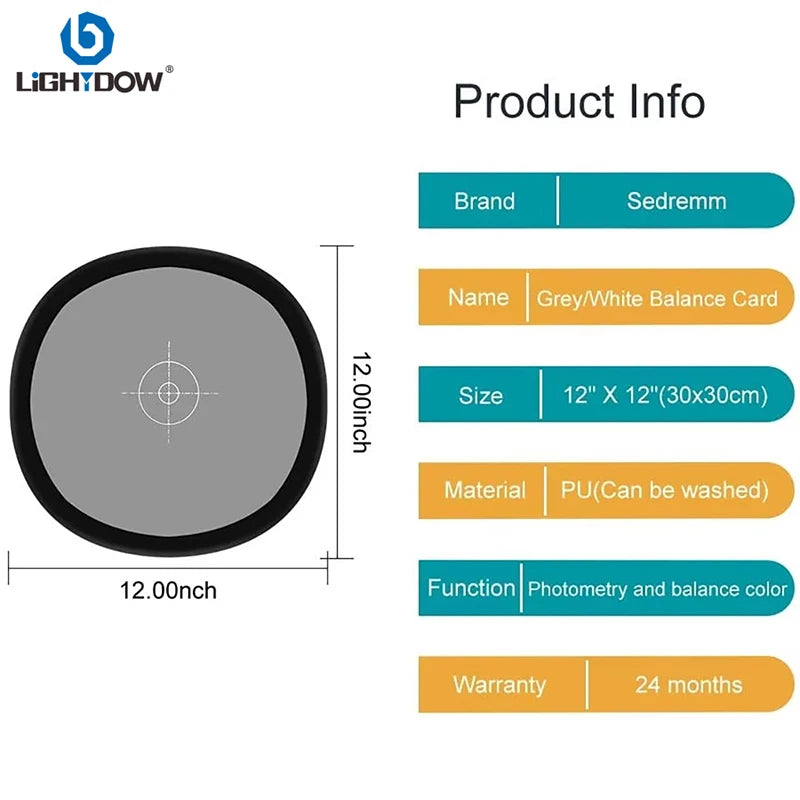 Lightdow 12x12 Inch (30 x 30 cm) White Balance 18% Gray Reference Reflector Grey Card Double-Sided With Carry Bag Folded Version