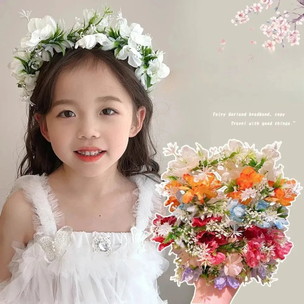 Girl Flower Wreaths Garland Crown Diadem Wedding Baroque Hairband hair flower Crown Bridal Headband Fairy Princess Hair Tiaras