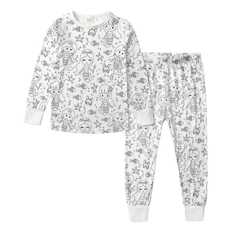 2026 Spring Kids Pajamas Set Baby Cute Graffiti Pyjamas Baby Boys Girls Breathable Sleepwear Sets Kid Cotton Loungewear