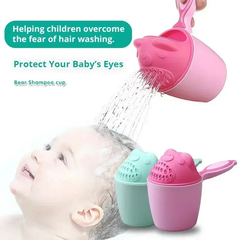 Cute Cartoon Baby Bath Spoons Baby Shower Toddle Shampoo Cup  with Protect Kid Eyes Washing Hair Cup Kids Bathing Tool